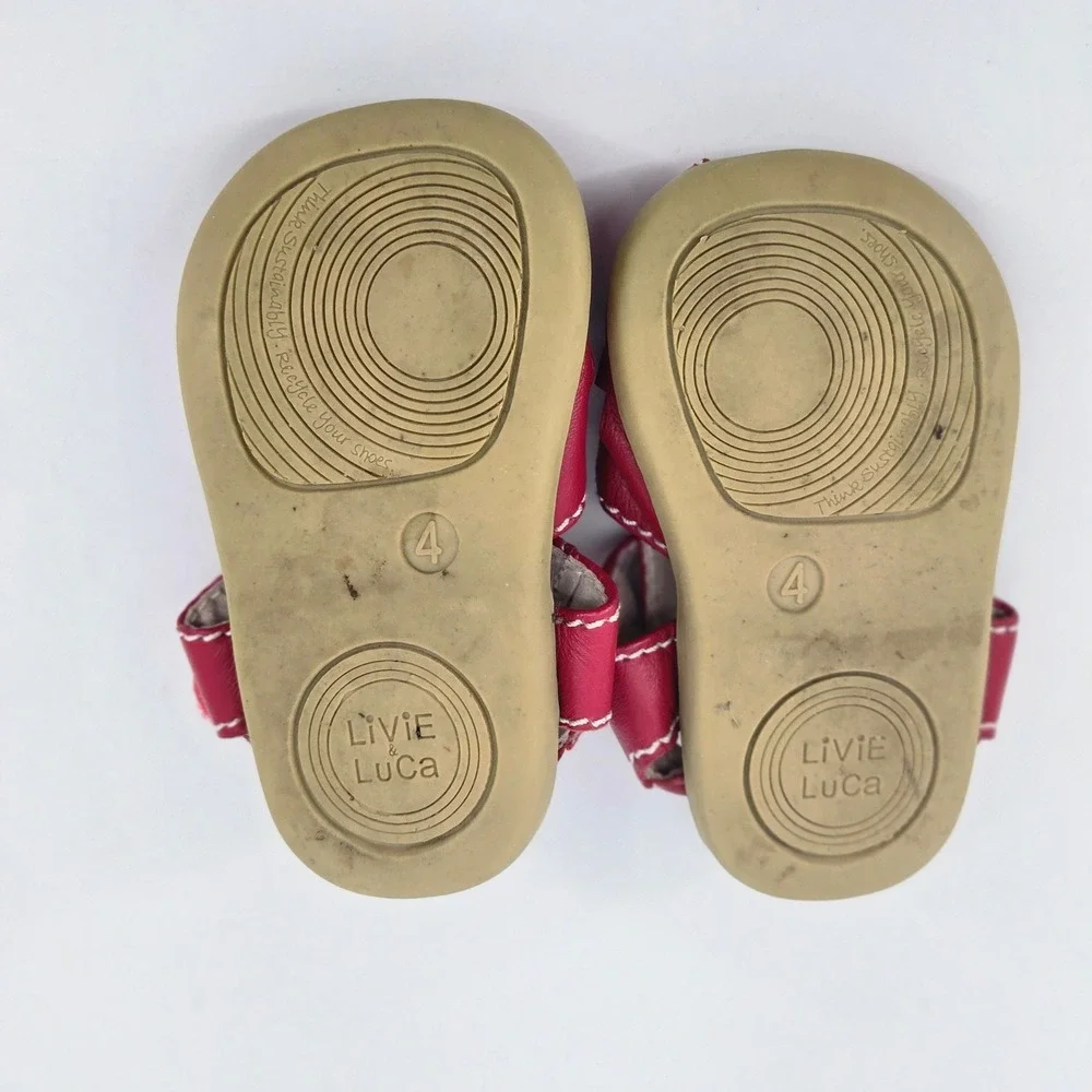 Livie & Luca Red Leather Triangle Cutout Closed Toe Fisherman Sandals Toddler 4